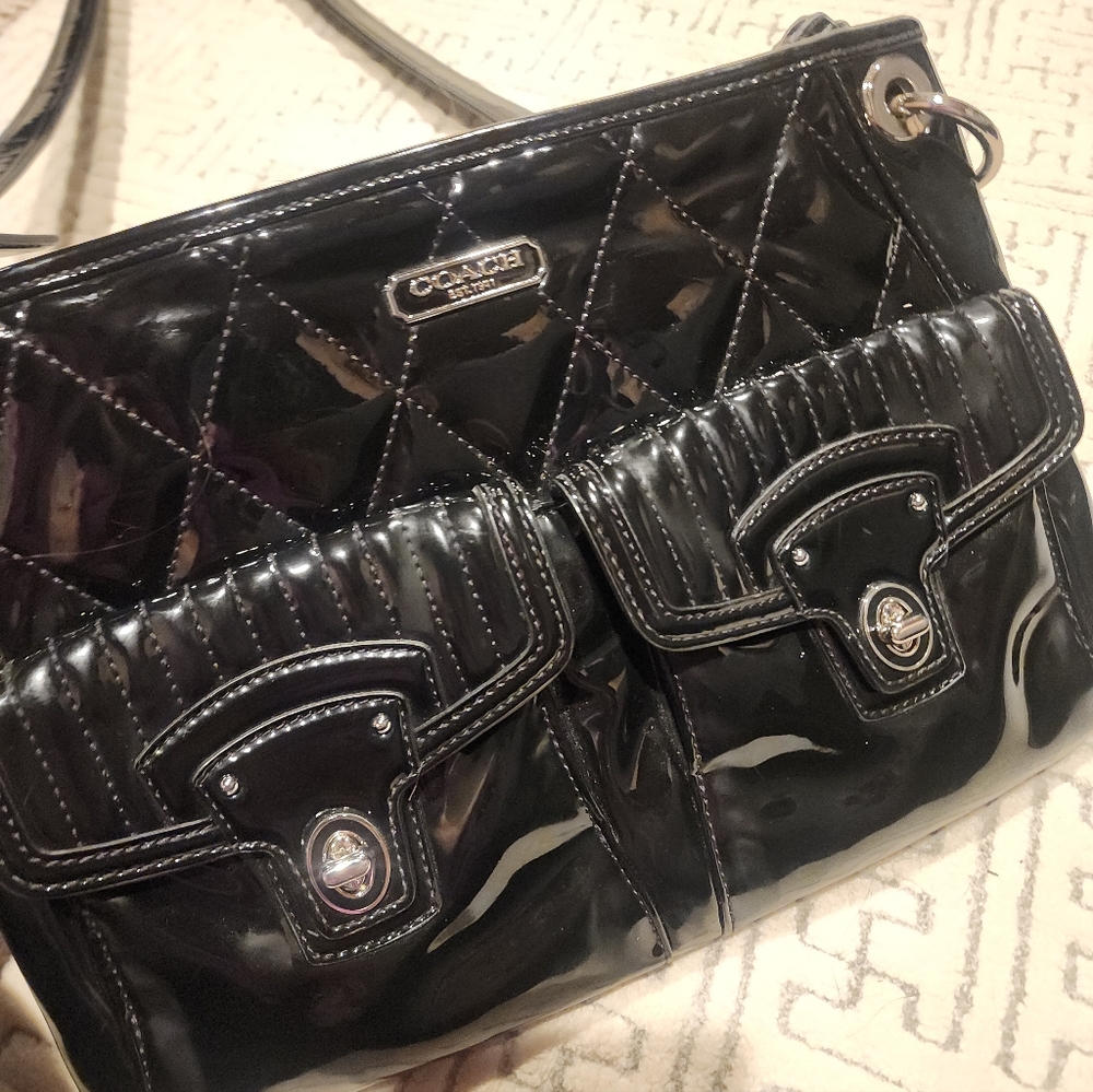 Gorgeous Vintage Black Patent Coach Purse